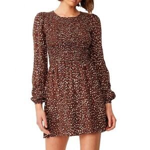 Cotton On Woven Hope Long Sleeve Mini Leopard  Dress Large NWT